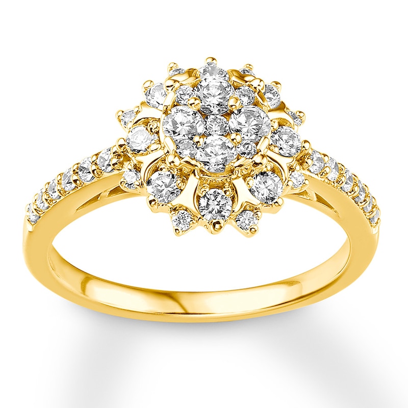 Diamond Engagement Ring 3/4 ct tw Round-cut 14K Yellow Gold