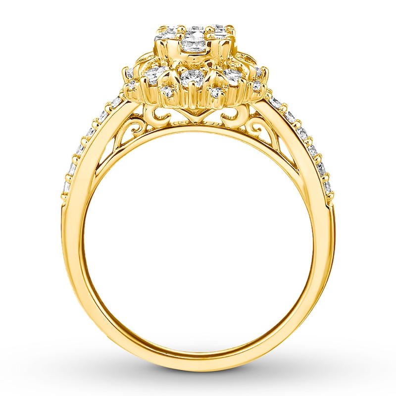 Diamond Engagement Ring 3/4 ct tw Round-cut 14K Yellow Gold