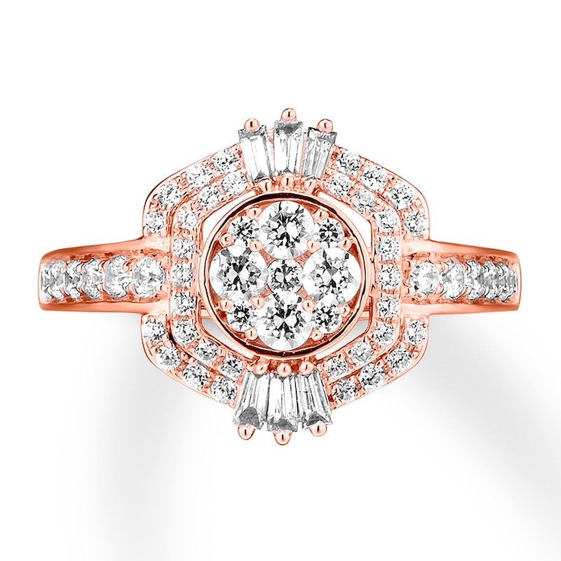 Main Image 4 of Diamond Engagement Ring 1 ct tw Round-cut 14K Rose Gold