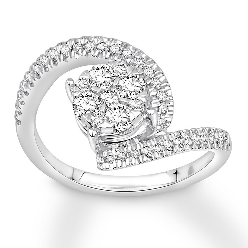 Diamond Engagement Ring 3/4 ct tw Round-cut 14K White Gold