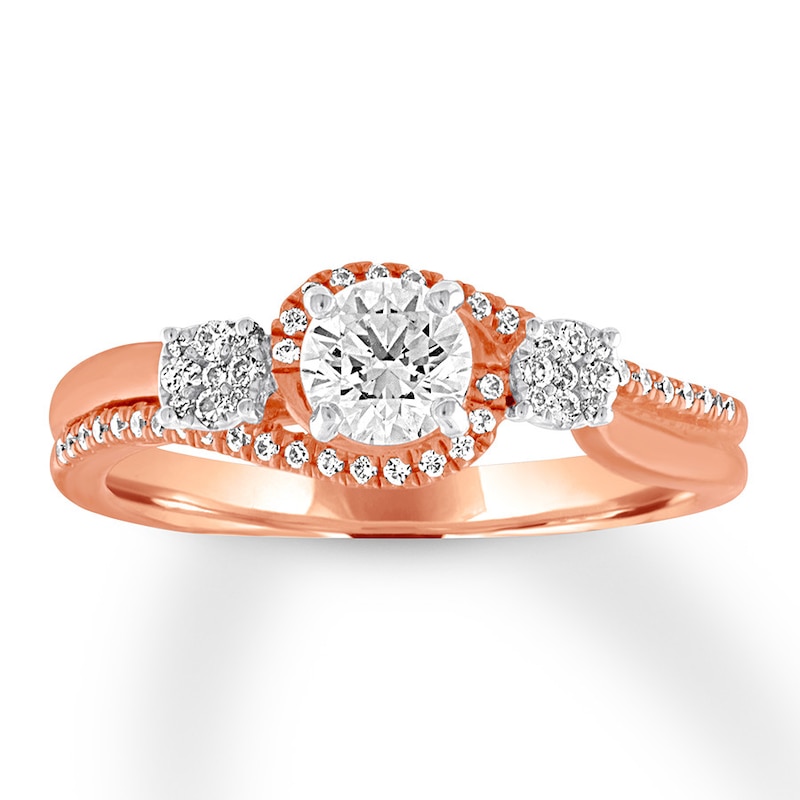 Diamond Engagement Ring 3/4 ct tw Round-cut 14K Rose Gold