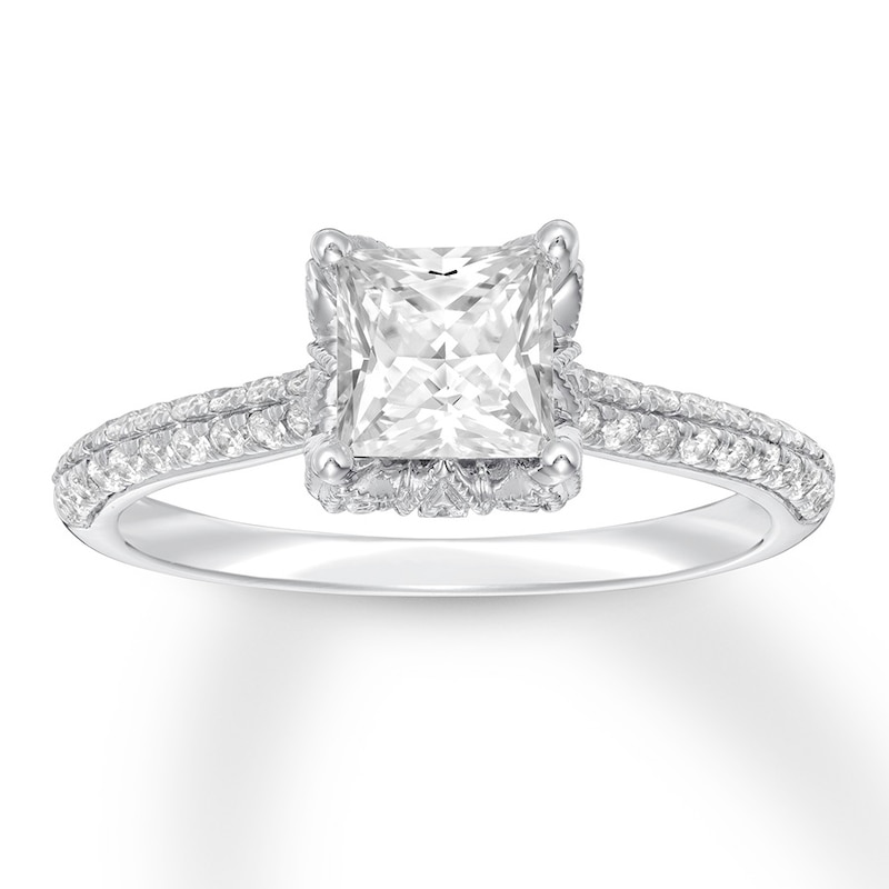 Main Image 1 of Princess-cut Diamond Engagement Ring 1-1/4 ct tw 14K White Gold