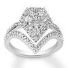 Thumbnail Image 0 of Diamond Engagement Ring 1 ct tw Round/Baguette 14K White Gold