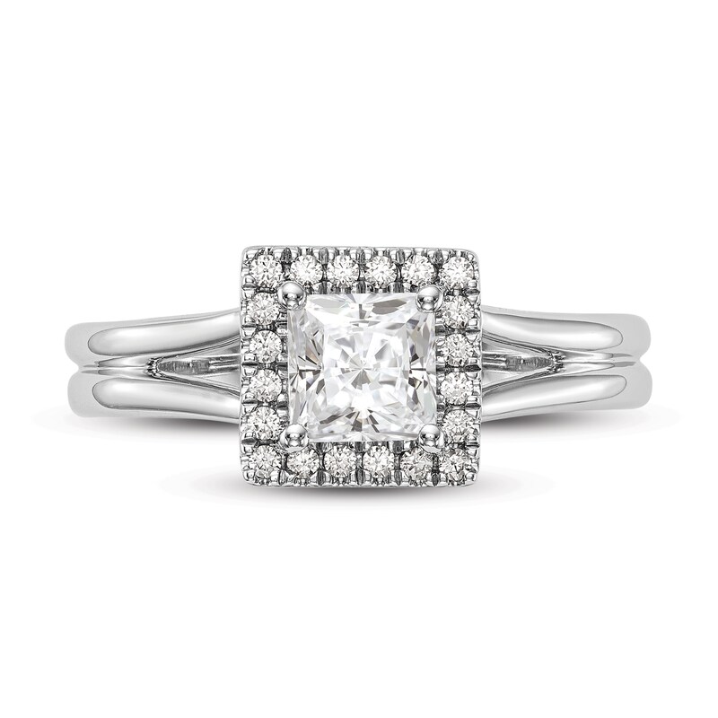 Main Image 3 of Diamond Engagement Ring 1/3 ct tw Princess/Round 14K White Gold