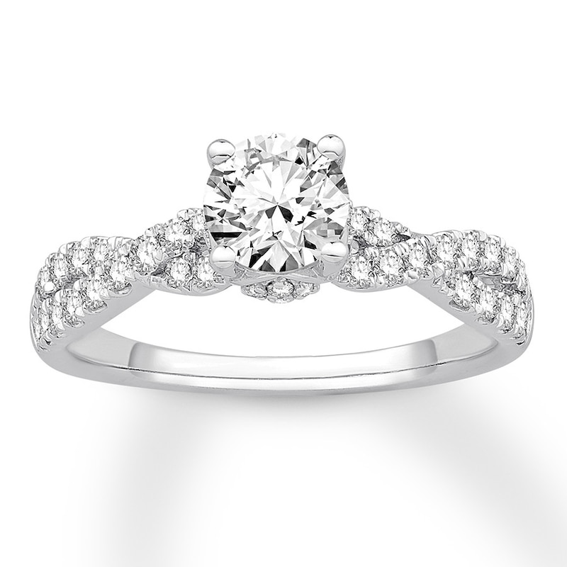 Diamond Engagement Ring 1-1/8 ct tw Round-cut 14K White Gold