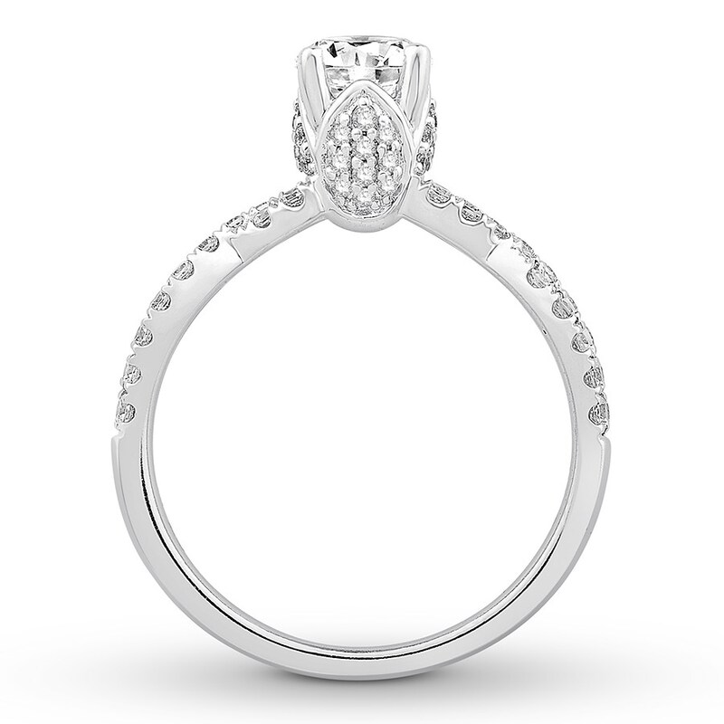 Main Image 2 of Diamond Engagement Ring 1-1/8 ct tw Round-cut 14K White Gold