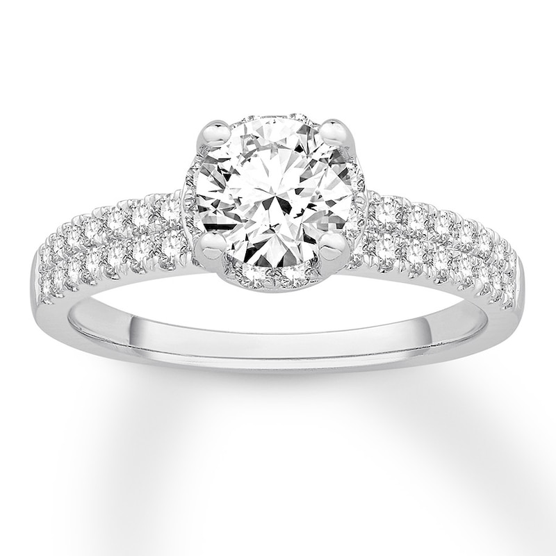 Diamond Engagement Ring 1-3/8 ct tw Round-cut 14K White Gold