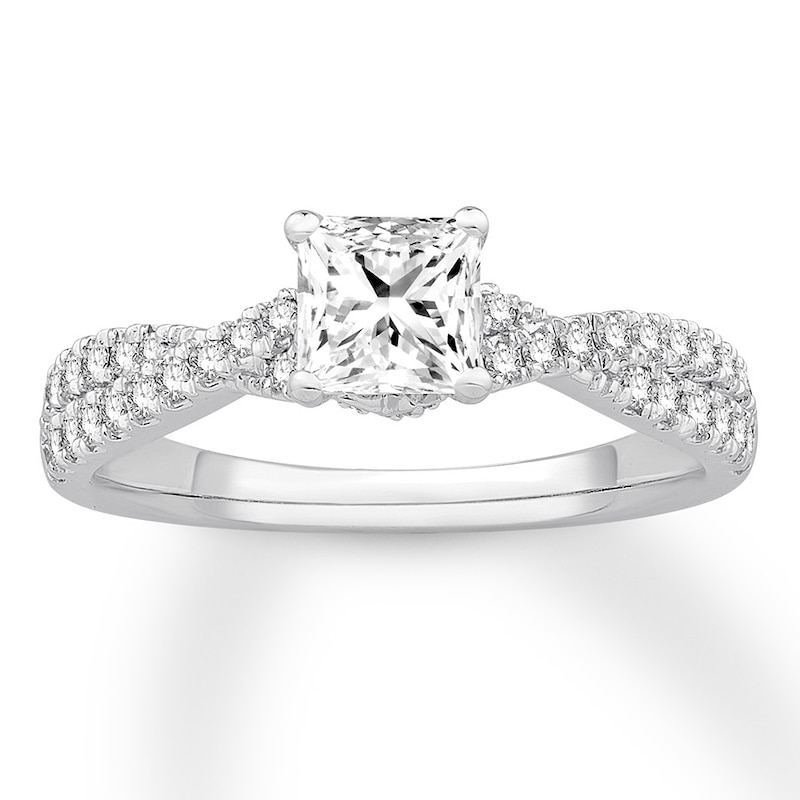 Diamond Engagement Ring 1 ct tw Princess/Round 14K White Gold