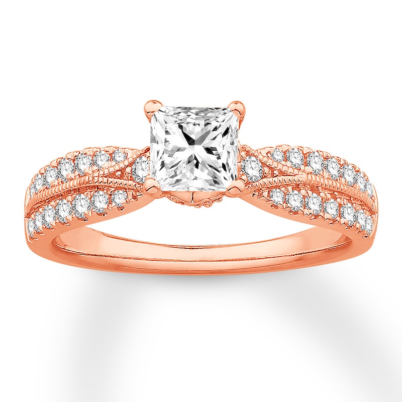 Diamond Engagement Ring 1 ct tw Princess/Round 14K Rose Gold