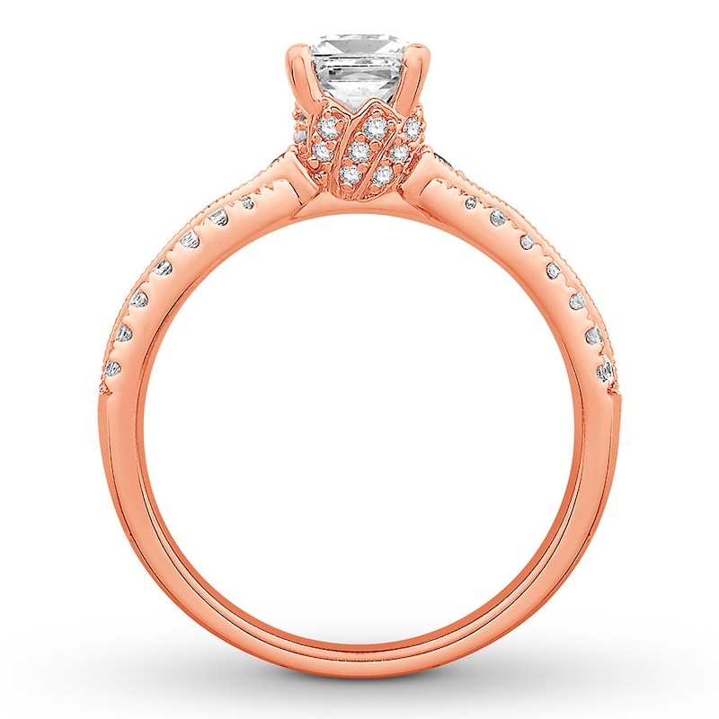 Diamond Engagement Ring 1 ct tw Princess/Round 14K Rose Gold