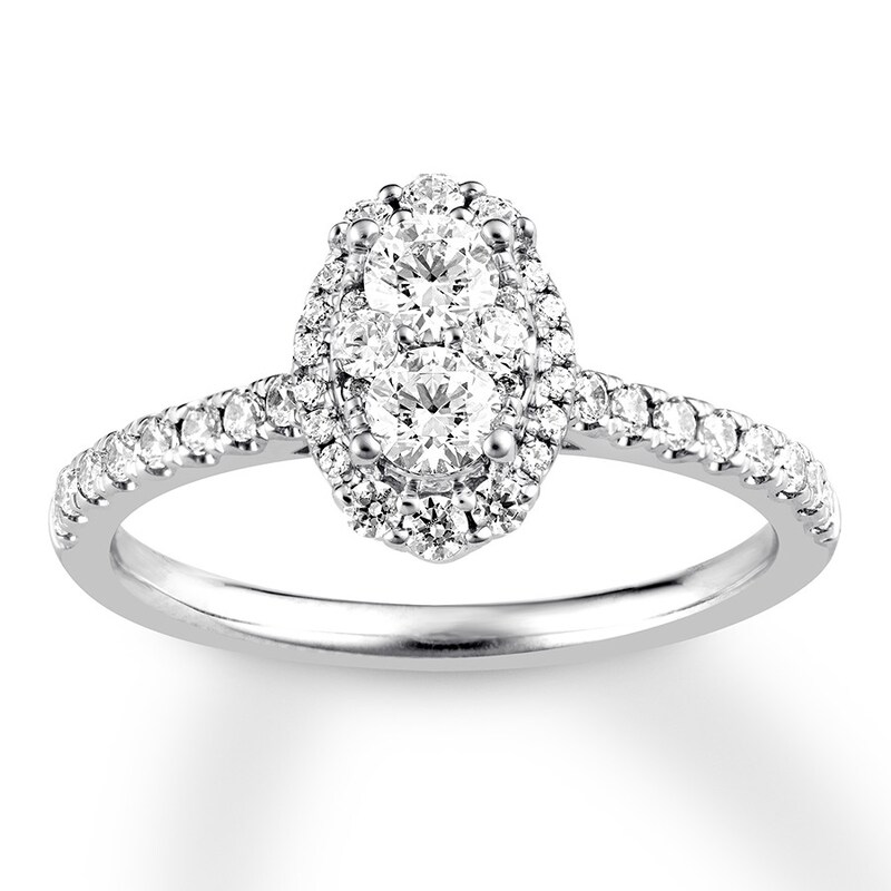 Diamond Engagement Ring 3/4 ct tw Round 14K White Gold