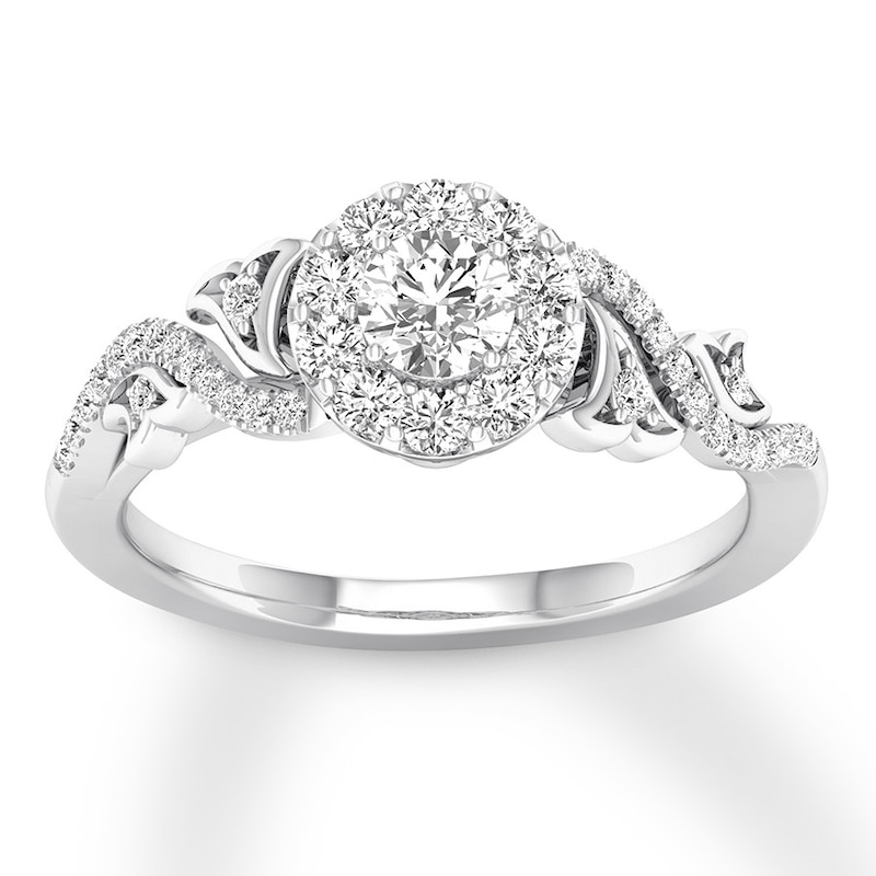 Main Image 1 of Diamond Engagement Ring 5/8 ct tw Round-cut 14K White Gold