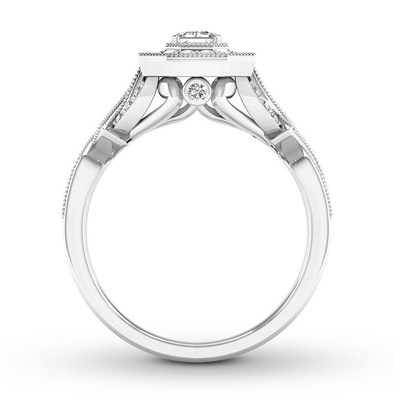 Main Image 2 of Diamond Engagement Ring 3/4 ct tw Emerald-cut 14K White Gold