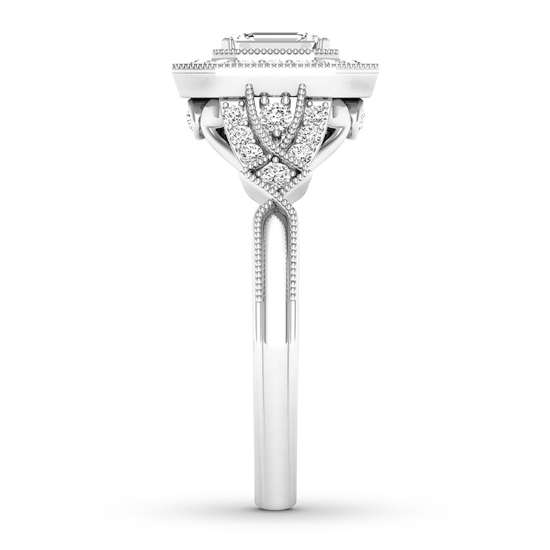 Main Image 3 of Diamond Engagement Ring 3/4 ct tw Emerald-cut 14K White Gold