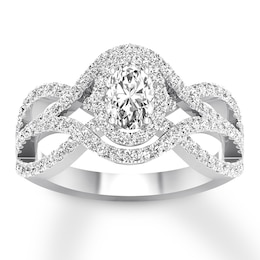 Diamond Engagement Ring 1 ct tw Oval/Round 14K White Gold