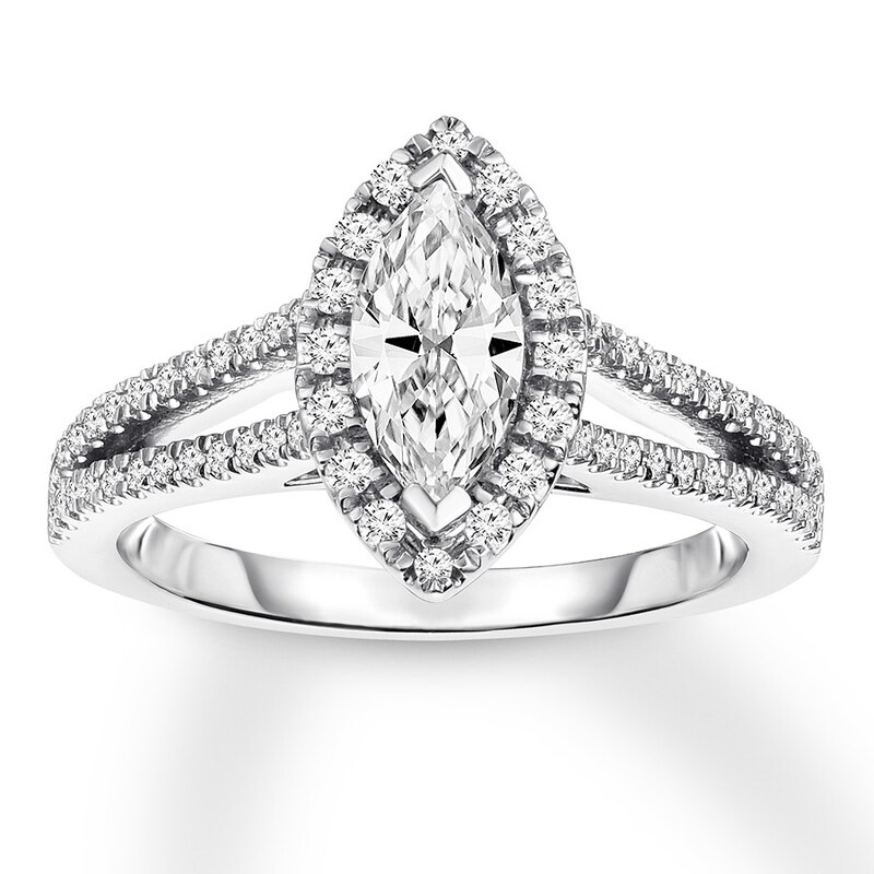Diamond Engagement Ring 1 ct tw Marquise 14K White Gold