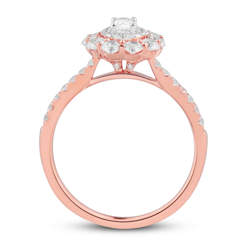 Diamond Engagement Ring 1 ct tw Round/Oval 14K Rose Gold