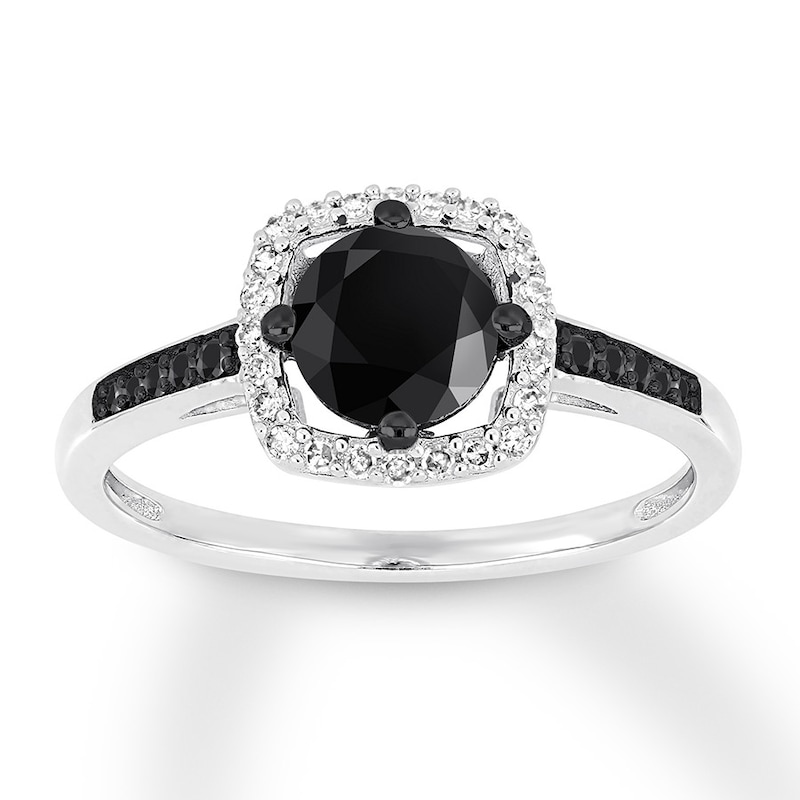 Black Diamond Engagement Ring 1 carat tw 14K White Gold