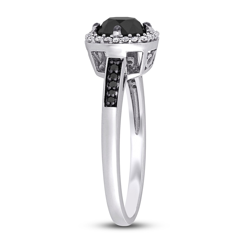 Black Diamond Engagement Ring 1 carat tw 14K White Gold