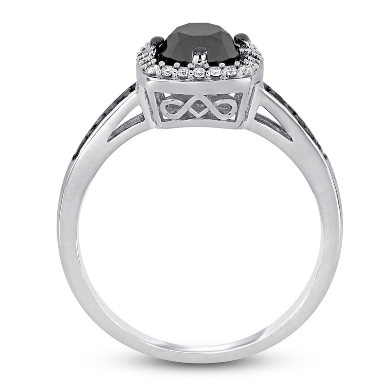 Black Diamond Engagement Ring 1 carat tw 14K White Gold