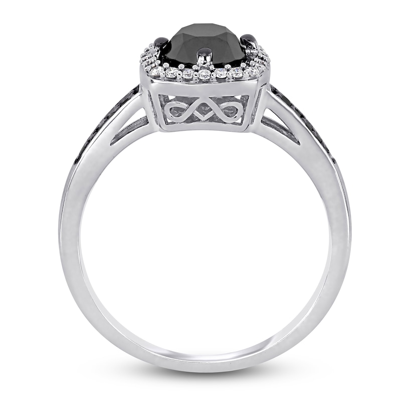Main Image 3 of Black Diamond Engagement Ring 1 carat tw 14K White Gold