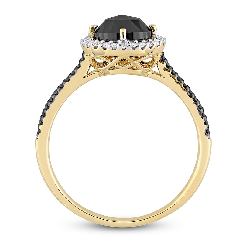 Black Diamond Engagement Ring 7/8 carat tw 14K Yellow Gold