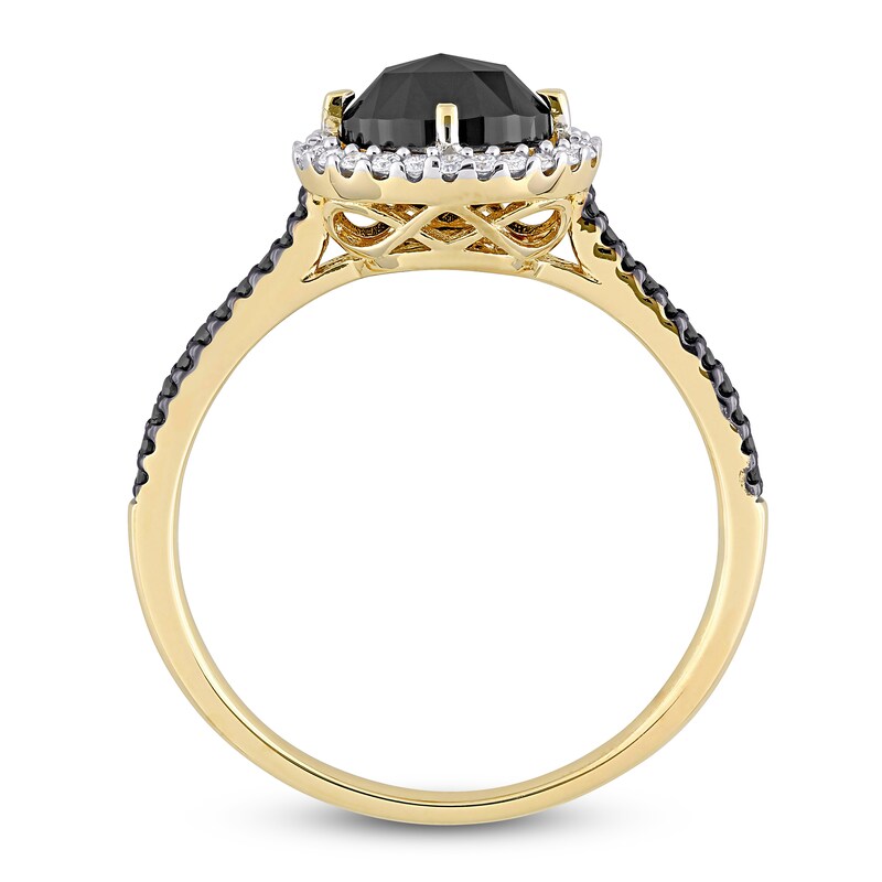 Black Diamond Engagement Ring 7/8 carat tw 14K Yellow Gold