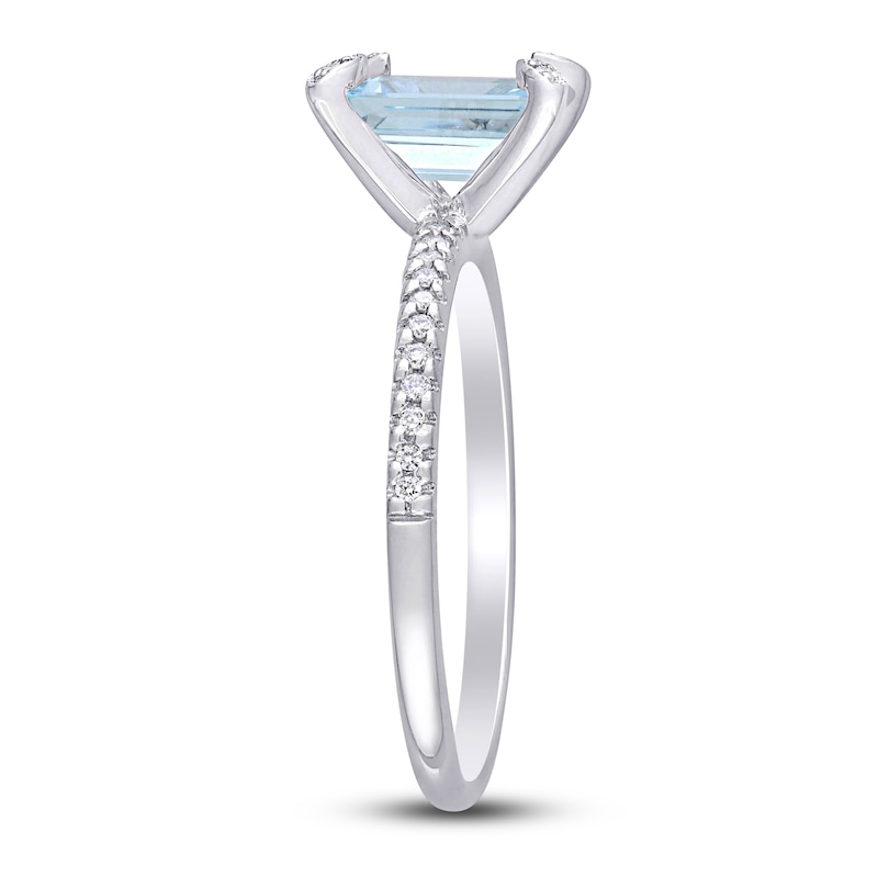Main Image 2 of Aquamarine Engagement Ring 1/10 ct tw Diamonds 14K White Gold