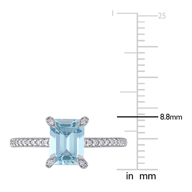 Aquamarine Engagement Ring 1/10 ct tw Diamonds 14K White Gold