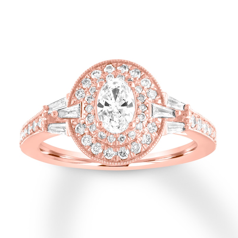 Diamond Engagement Ring 7/8 carat tw Oval 14K Rose Gold