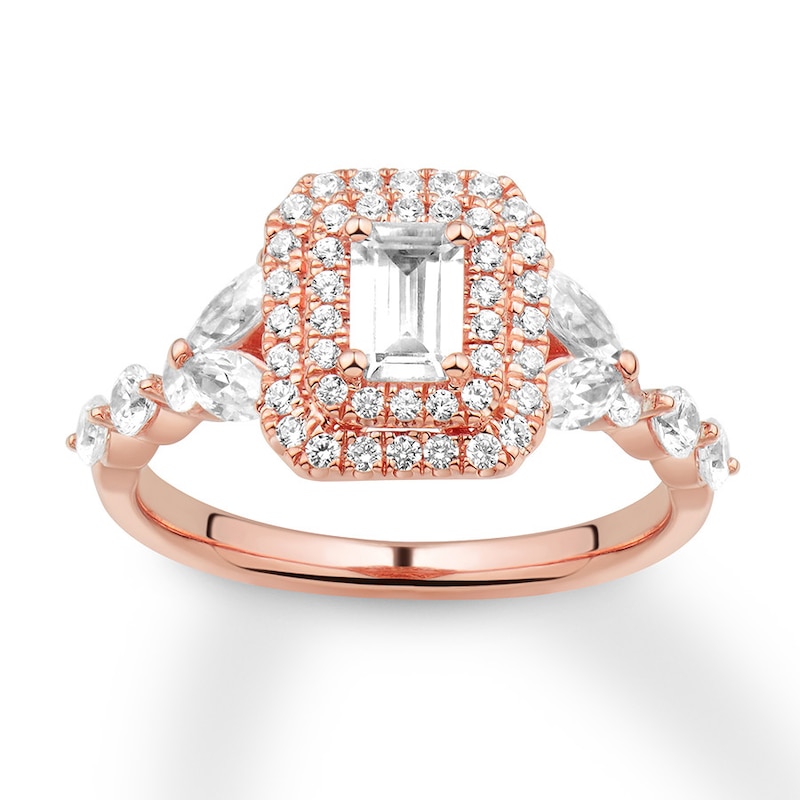 Diamond Engagement Ring 1-1/2 ct tw Emerald-cut 14K Rose Gold