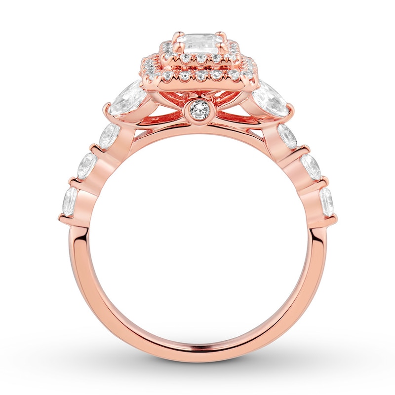 Diamond Engagement Ring 1-1/2 ct tw Emerald-cut 14K Rose Gold