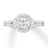 Thumbnail Image 0 of Diamond Engagement Ring 3/4 ct tw Round/Baguette 14K White Gold