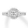 Thumbnail Image 0 of Diamond Engagement Ring 3/4 ct tw Round/Baguette 14K White Gold