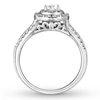 Thumbnail Image 1 of Diamond Engagement Ring 3/4 ct tw Round/Baguette 14K White Gold