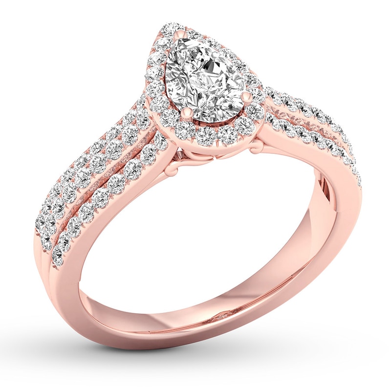 Diamond Engagement Ring 7/8 ct tw Pear-shaped 14K Rose Gold