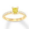 Thumbnail Image 1 of Natural Yellow Diamond Ring 3/4 ct tw Cushion-cut 18K Gold