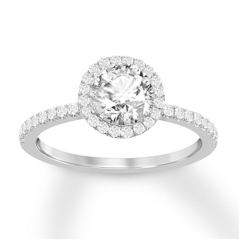 Certified Diamond Ring 1-1/3 ct tw Round-cut 18K White Gold