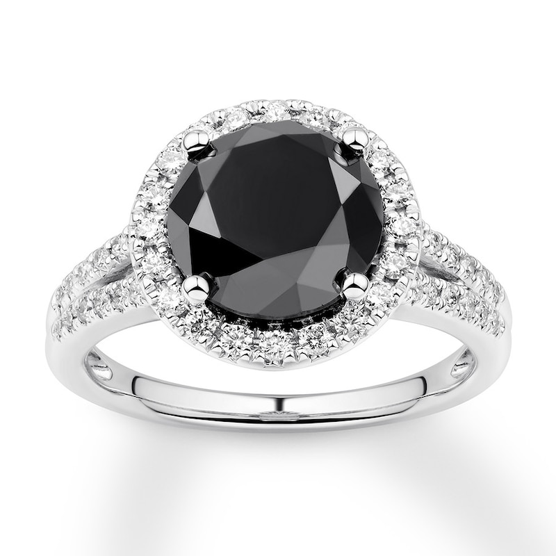 Black Diamond Engagement Ring 4-1/3 ct tw 14K White Gold