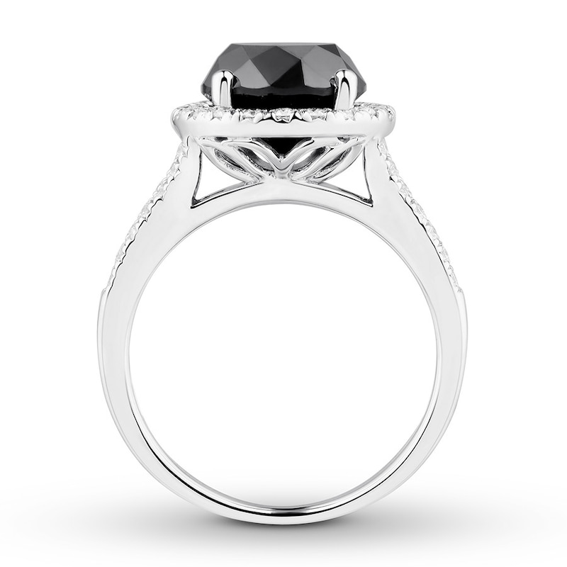 Black Diamond Engagement Ring 4-1/3 ct tw 14K White Gold