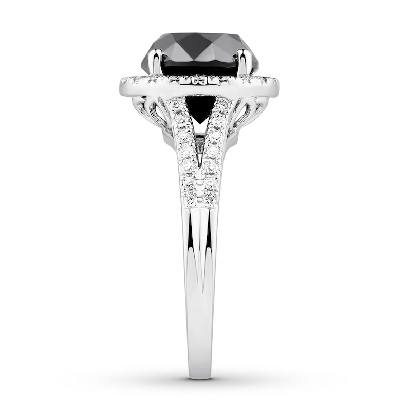 Black Diamond Engagement Ring 4-1/3 ct tw 14K White Gold