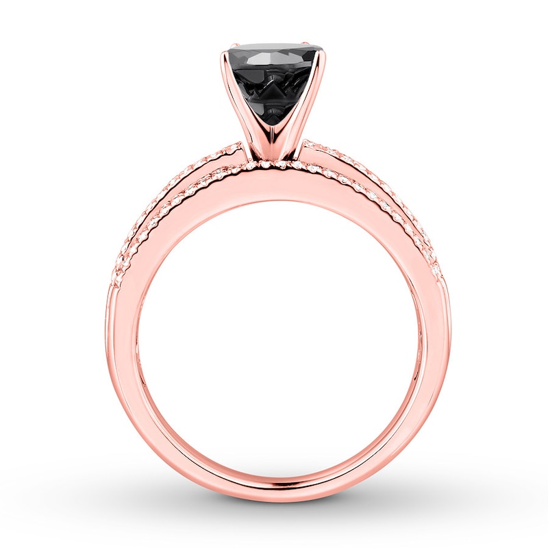 Main Image 2 of Black Diamond Engagement Ring 1-1/3 ct tw 14K Rose Gold