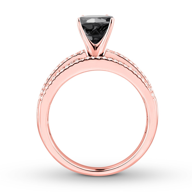 Black Diamond Engagement Ring 1-1/3 ct tw 14K Rose Gold