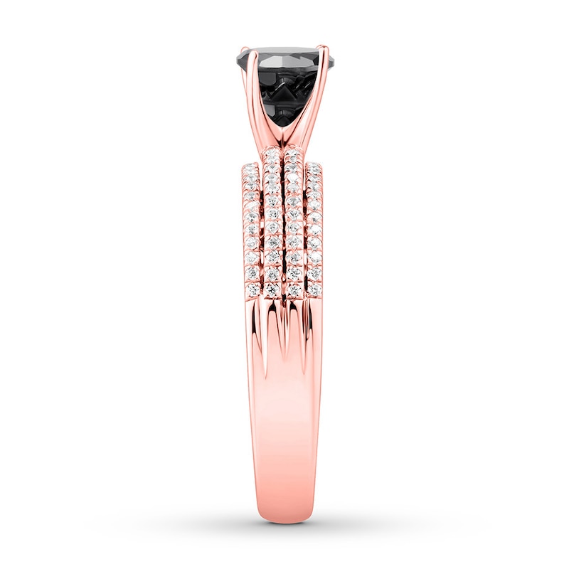 Main Image 3 of Black Diamond Engagement Ring 1-1/3 ct tw 14K Rose Gold