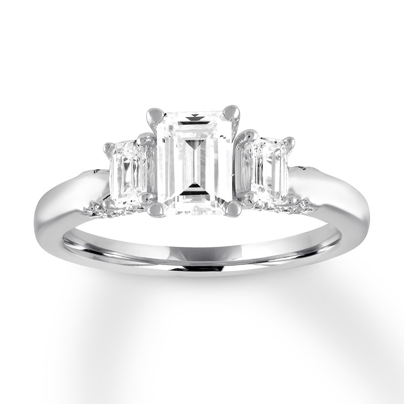 Diamond Engagement Ring 1-5/8 ct tw Emerald-cut 14K White Gold