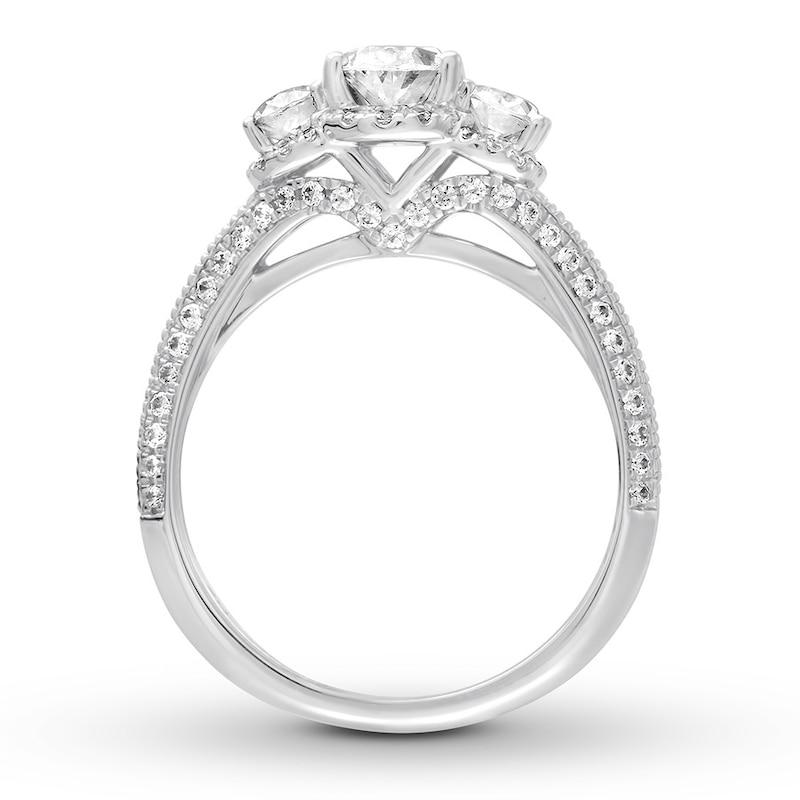 Diamond 3-Stone Ring 1-5/8 ct tw Oval-cut 14K White Gold