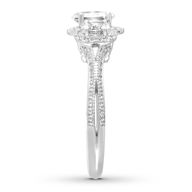 Diamond 3-Stone Ring 1-5/8 ct tw Oval-cut 14K White Gold