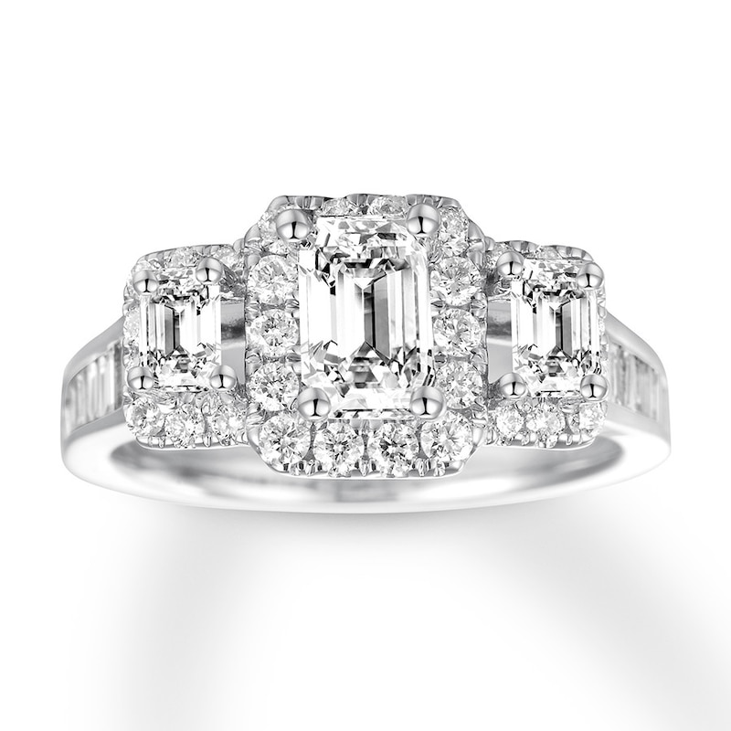 Diamond Engagement Ring 2 ct tw Emerald-cut 14K White Gold