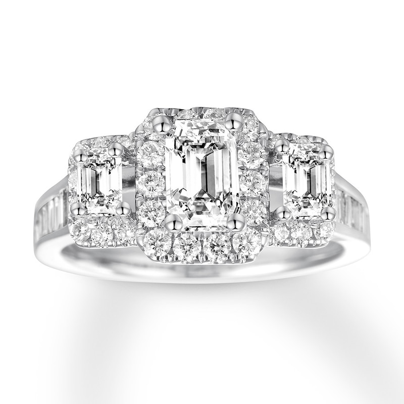 Main Image 1 of Diamond Engagement Ring 2 ct tw Emerald-cut 14K White Gold