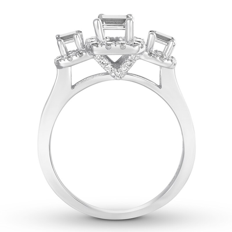 Diamond Engagement Ring 2 ct tw Emerald-cut 14K White Gold